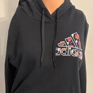 Adidas Black Hoodie with Vibrant Logo